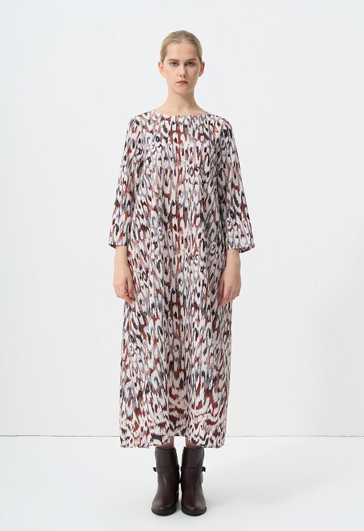 Choice Printed Long Sleeves Dress Multi Color