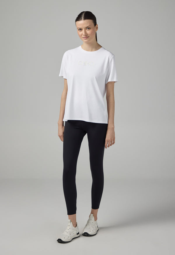 Choice Solid Crystal Embellished Monogram T-Shirt Off White