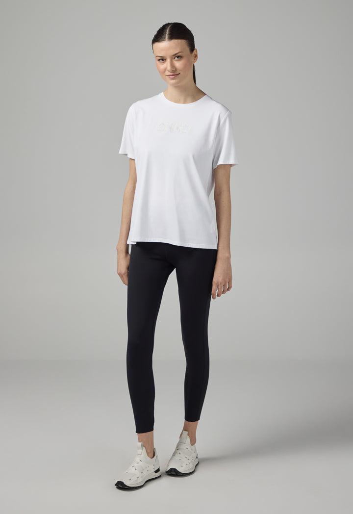 Choice Solid Crystal Embellished Monogram T-Shirt Off White
