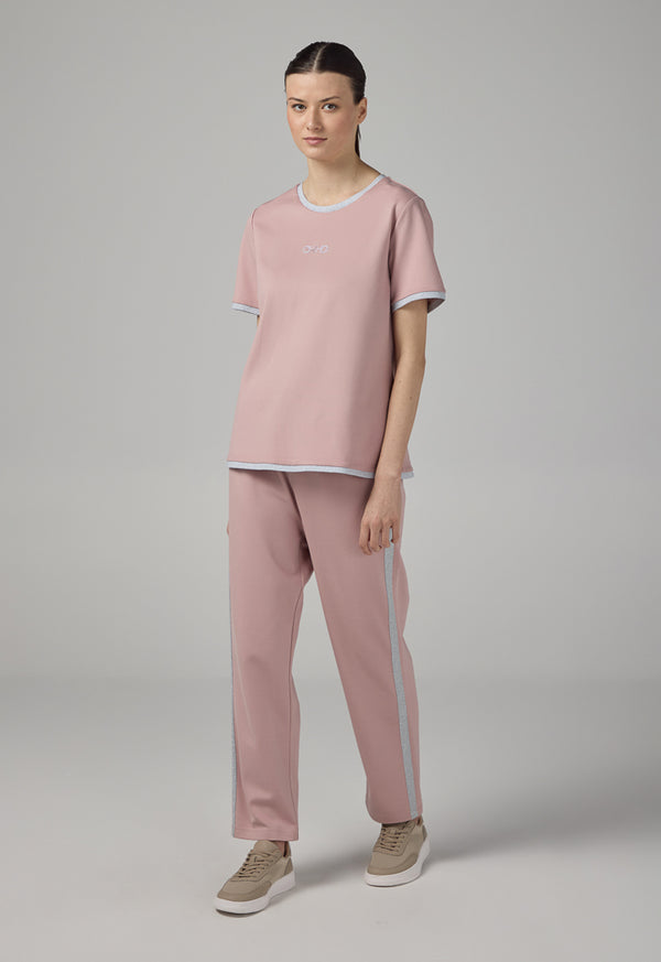 Choice Short Sleeve Contrast T-Shirt Pink