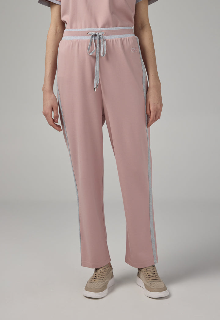 Choice Contrast Straight Cut Trousers Pink