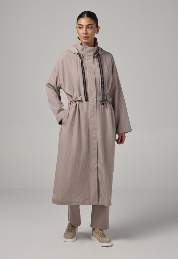 Choice Solid Long Sleeve Midi Coat Vison