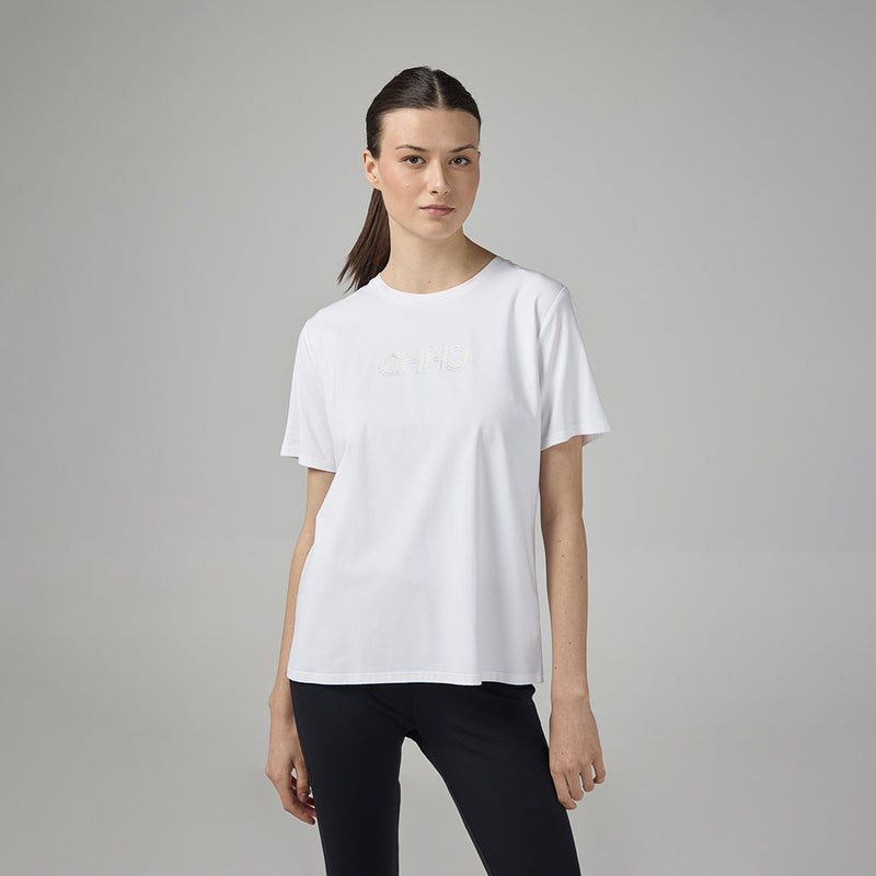 Choice Solid Crystal Embellished Monogram T-Shirt Off White