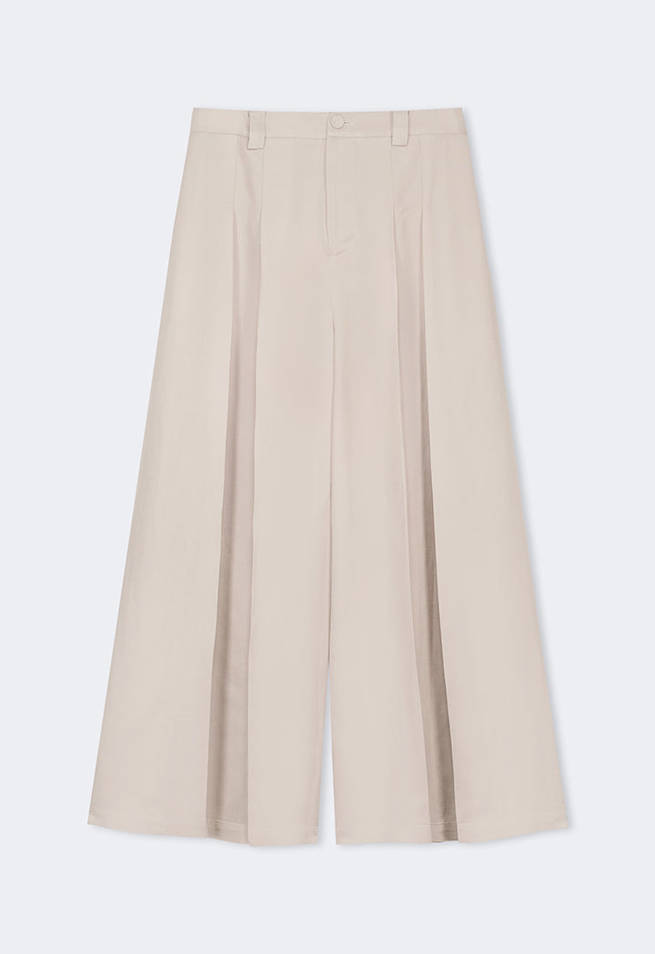 Choice Solid Wide Legs Pleated Palazzo Trousers Grey