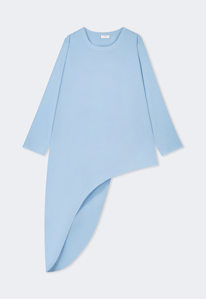 Choice Long Sleeve High-Low Basic Blouse Blue
