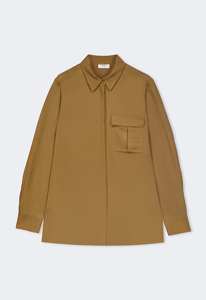 Choice Long Sleeve Basic Shirt Khaki