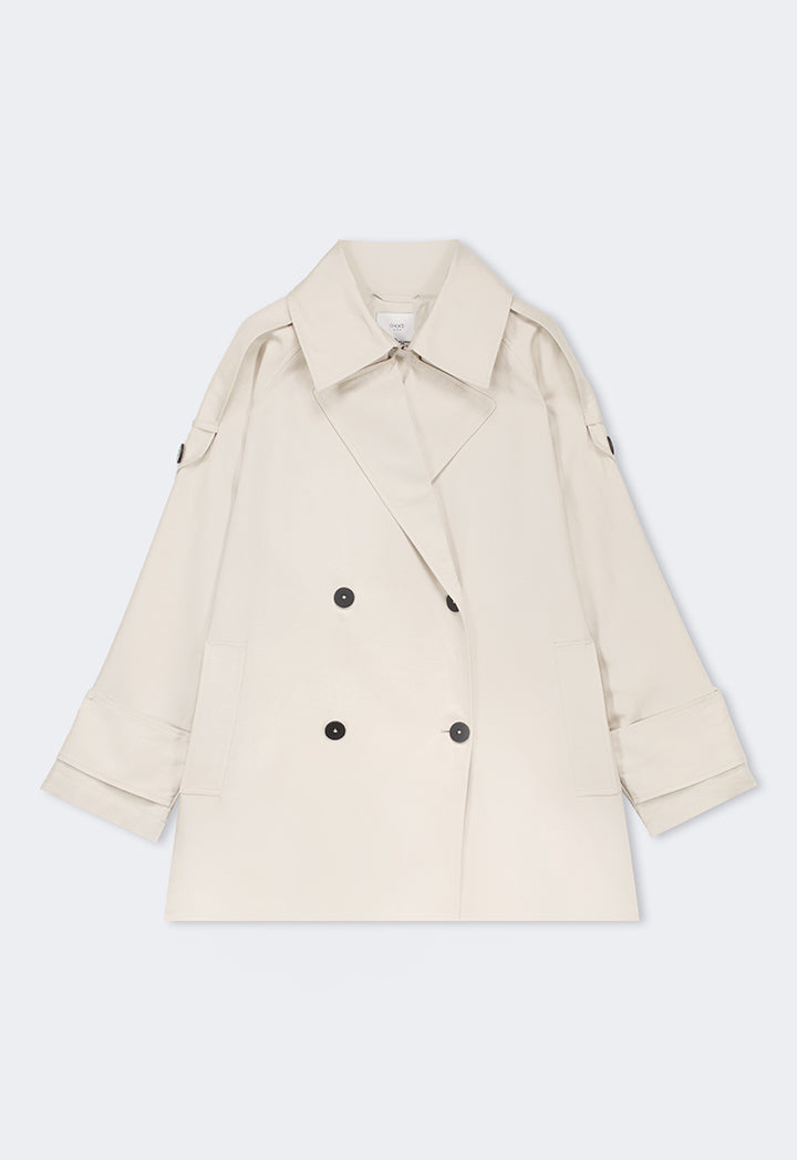 Choice Solid Long Sleeve Trench Coat Sand
