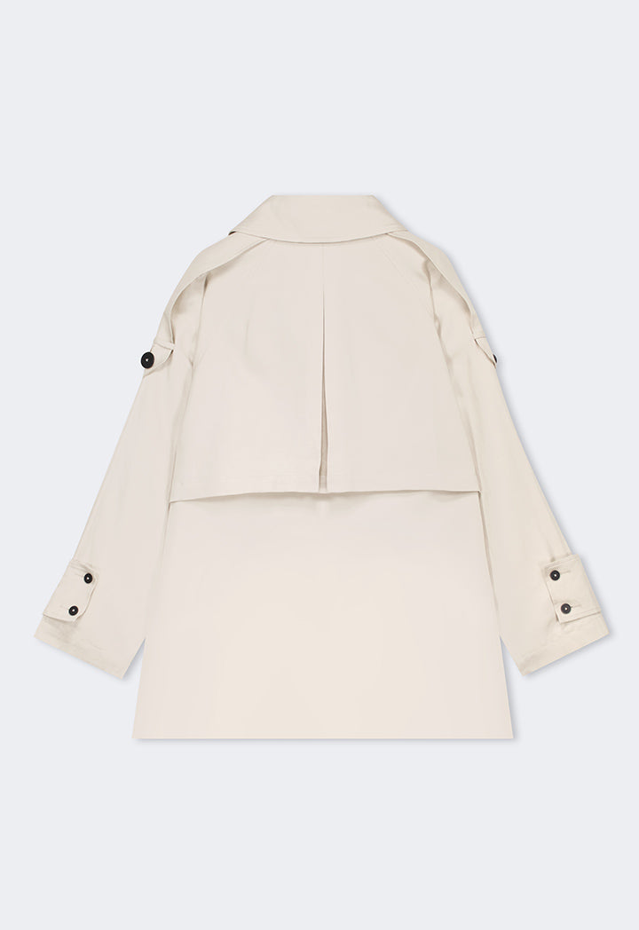Choice Solid Long Sleeve Trench Coat Sand
