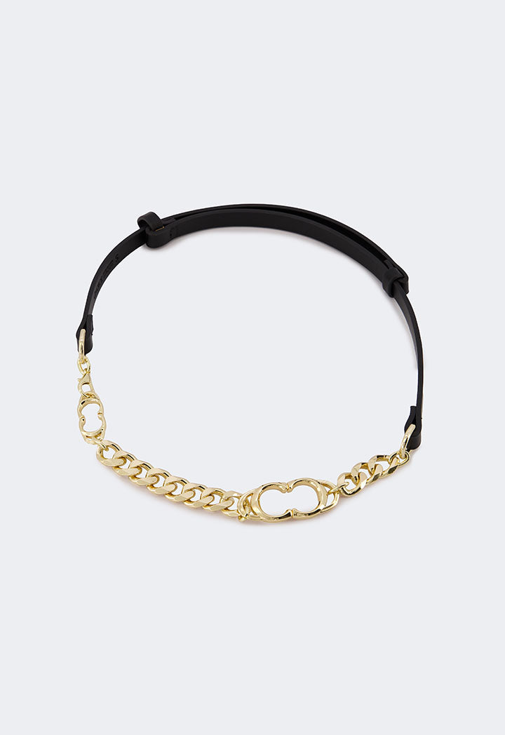 Choice Monogram Metallic Chain Belt Black