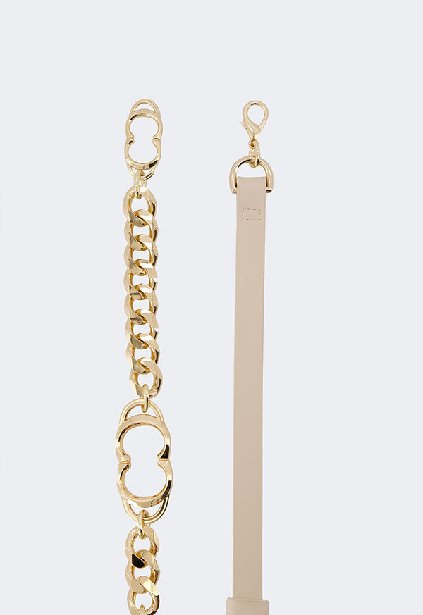 Choice Monogram Metallic Chain Belt Off White