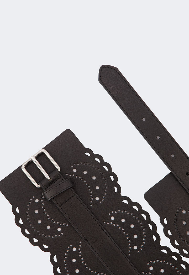 Choice Lace Pu Leather Belt Black