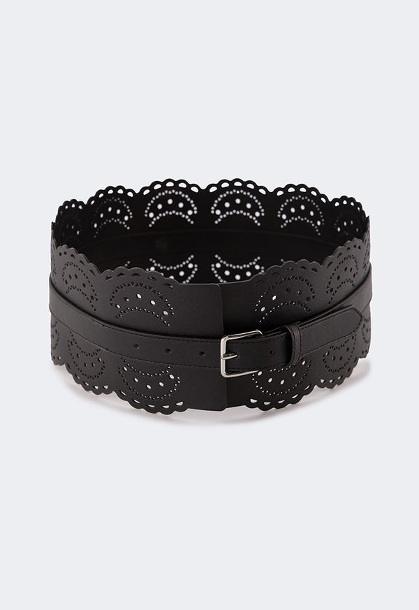 Choice Lace Pu Leather Belt Black
