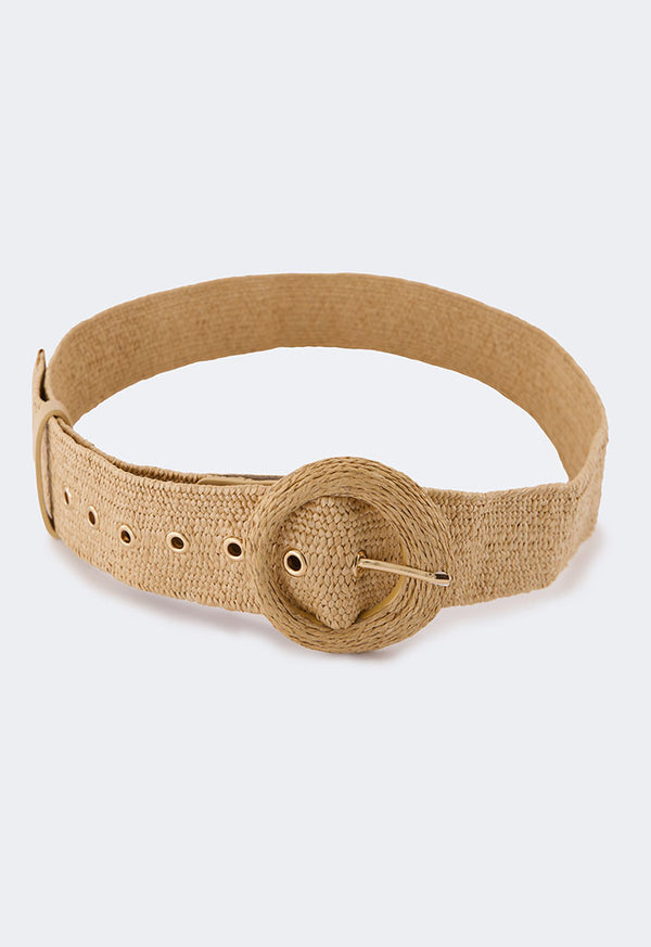 Choice Solid Faux Straw Belt Beige