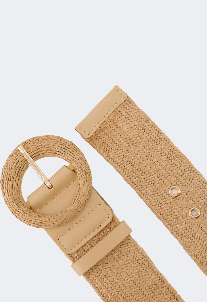 Choice Solid Faux Straw Belt Beige