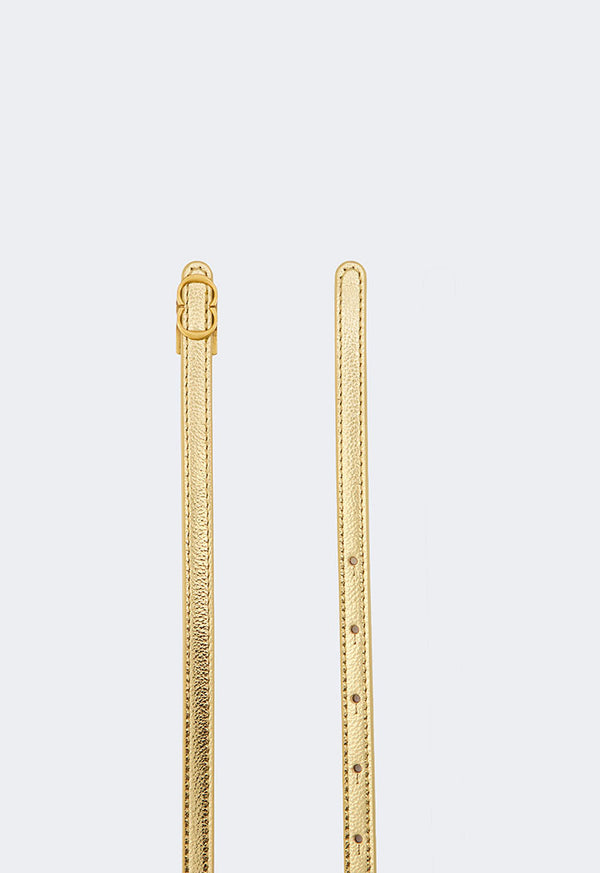 Choice Monogram Buckle Metallic Belt Gold