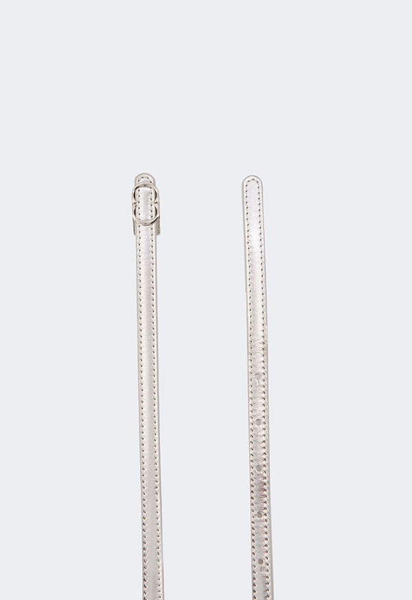 Choice Monogram Buckle Metallic Belt Silver