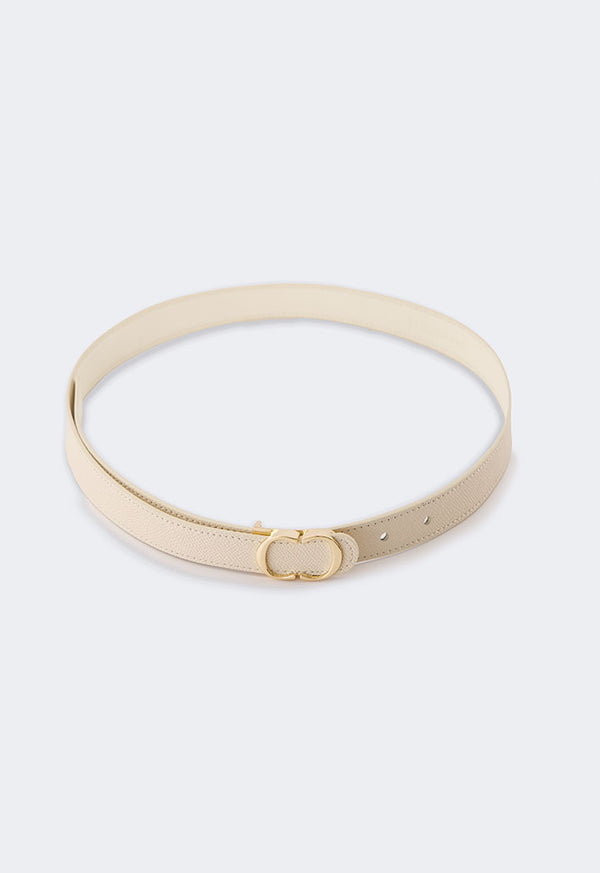 Choice Iconic Monogram Buckle Belt Light Beige