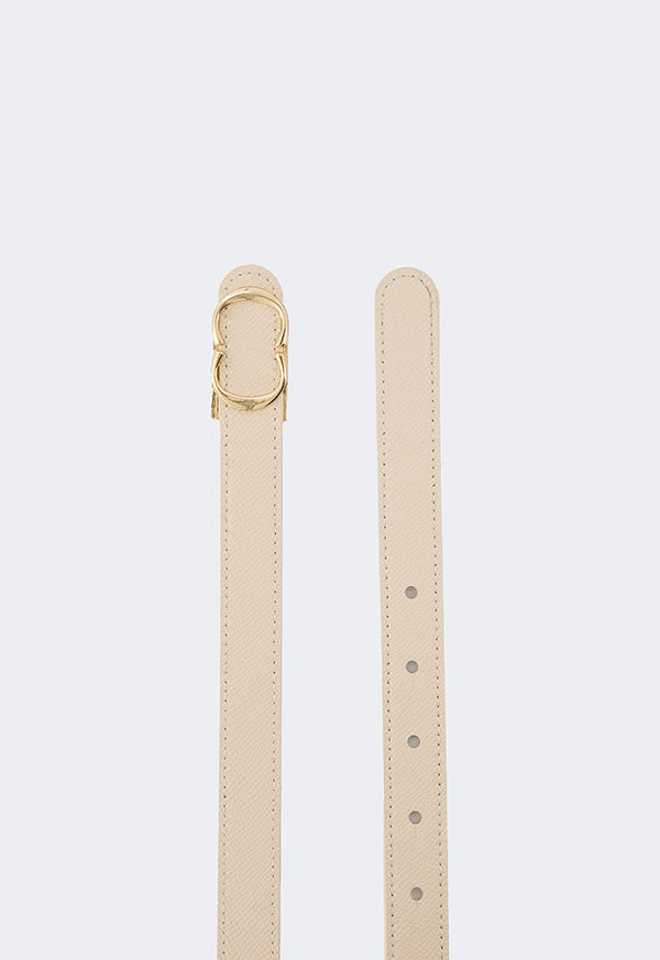 Choice Iconic Monogram Buckle Belt Light Beige