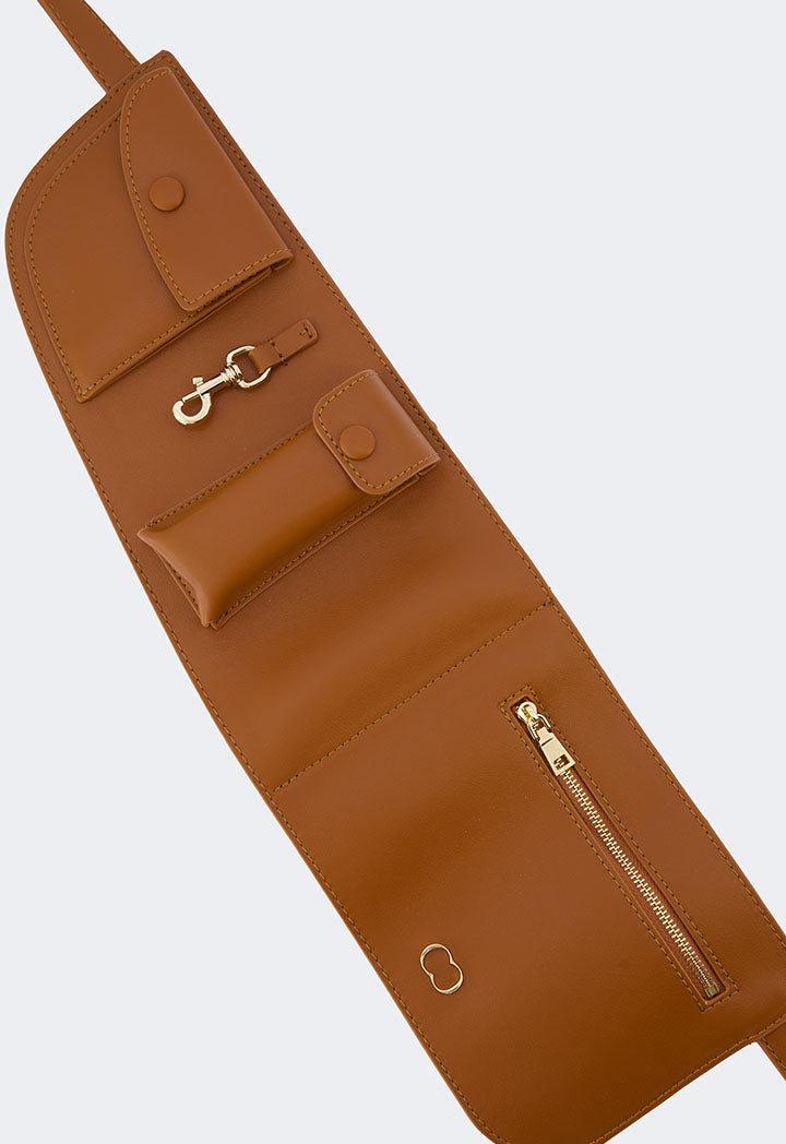 Choice Pu Leather Belt With Pockets Brown