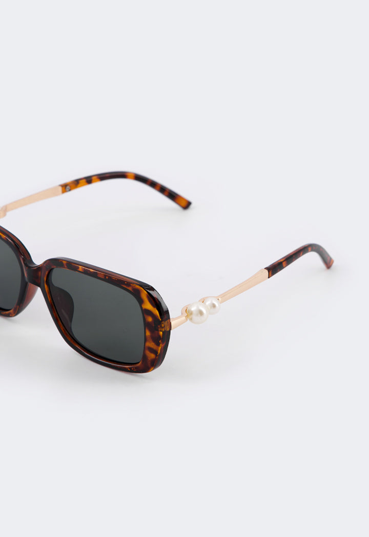 Choice Faux Pearls Tortoiseshell Sunglasses Dark Brown
