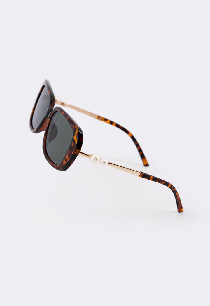 Choice Faux Pearls Tortoiseshell Sunglasses Dark Brown