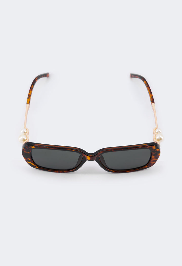 Choice Faux Pearls Tortoiseshell Sunglasses Dark Brown