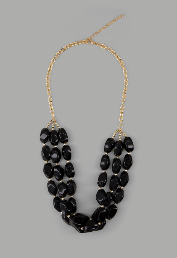 Choice Multistrand Marble Necklace Black