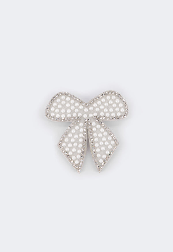 Choice Crystal Faux Pearl Embellished Brooch White