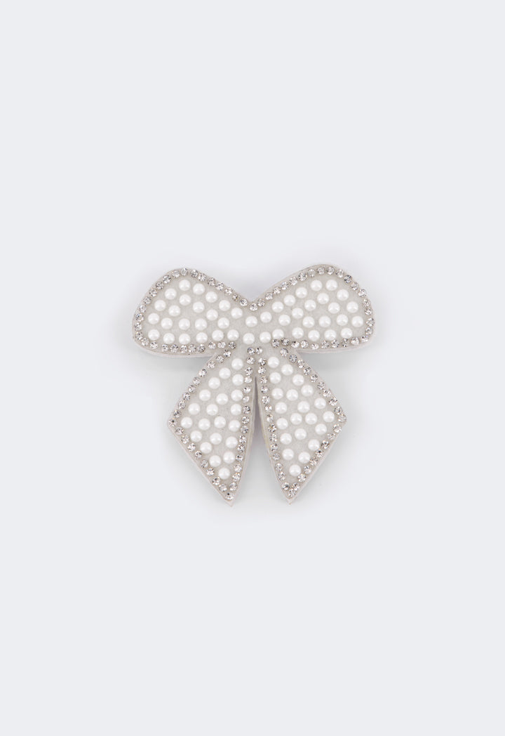 Choice Crystal Faux Pearl Embellished Brooch White