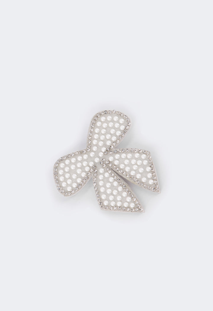 Choice Crystal Faux Pearl Embellished Brooch White