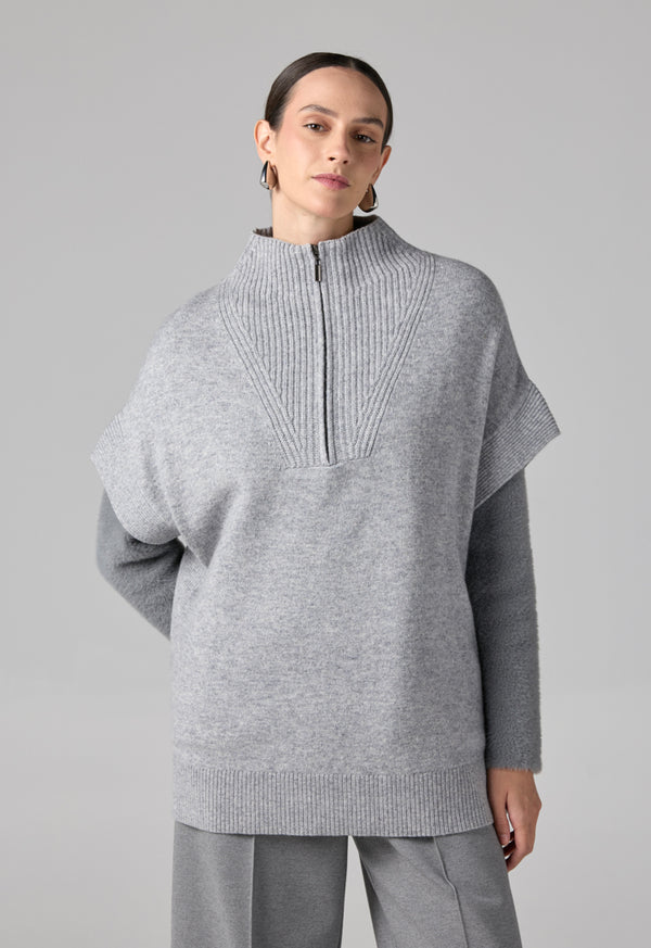 Choice Solid Knitted Sweater Vest Grey