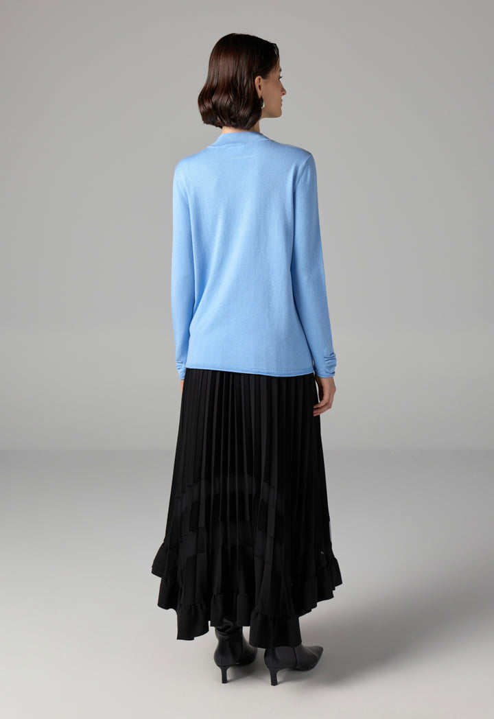 Choice Basic Long Sleeve Knitted Sweater Blue