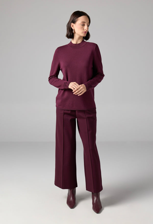 Choice Basic Long Sleeve Knitted Sweater Burgundy