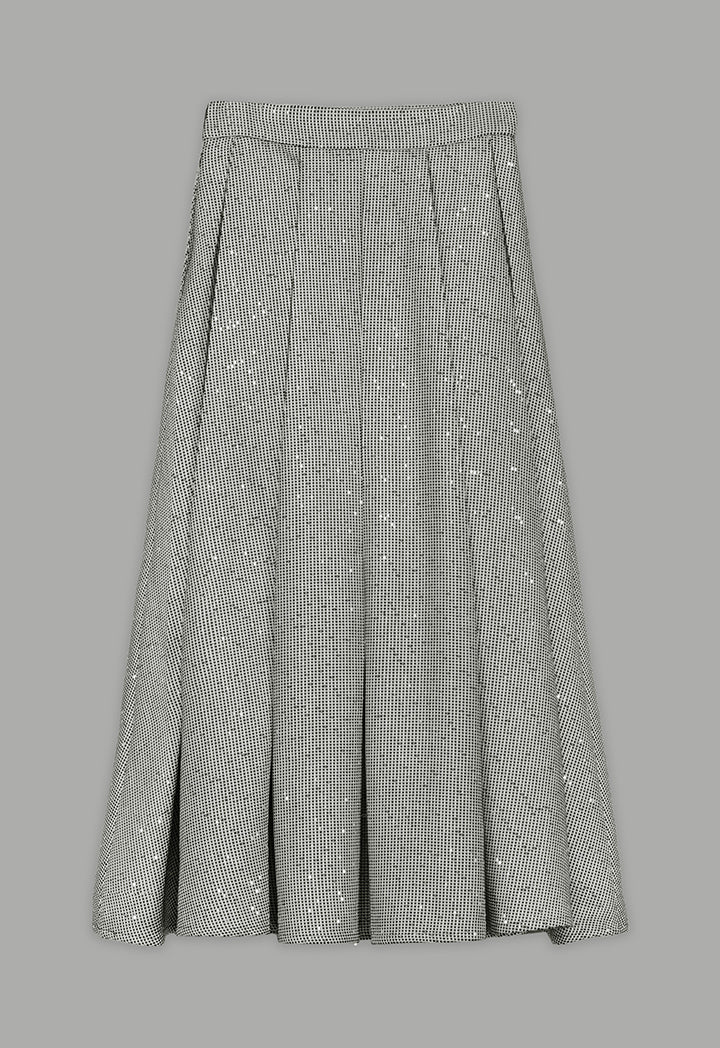 Choice Contrast Flared Sequin Skirt Black