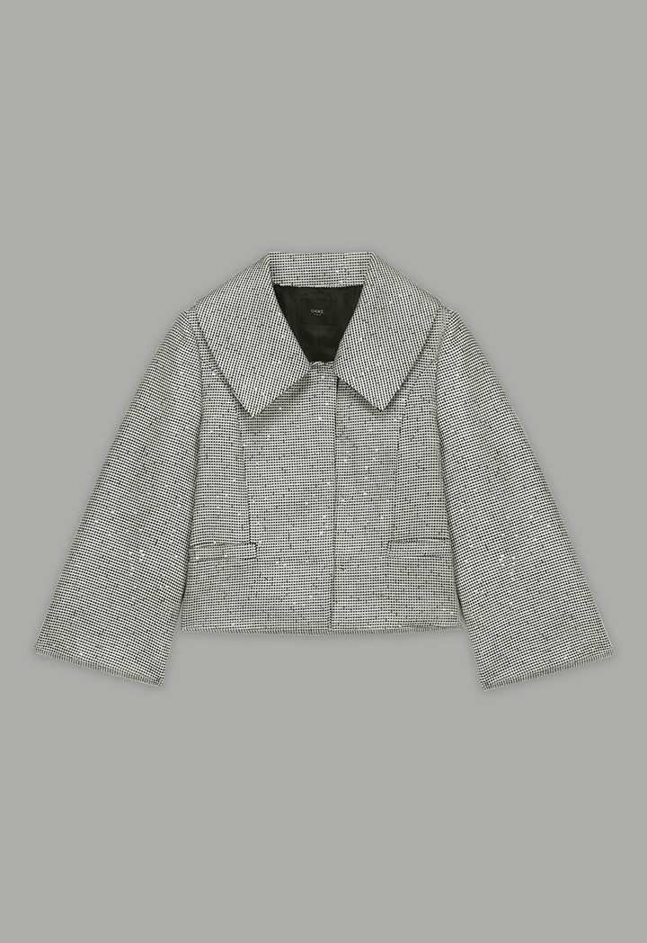 Choice Contrast Sequin Embellished Jacket Black