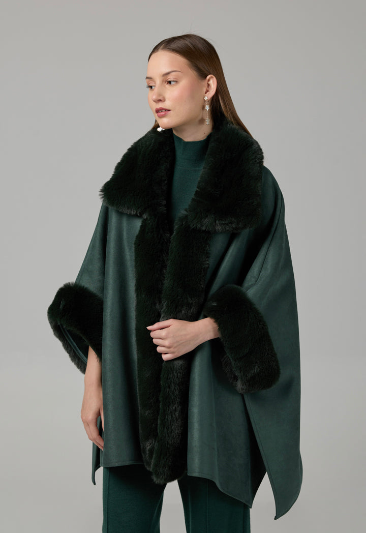 Choice Suede Winter Poncho Dark Green