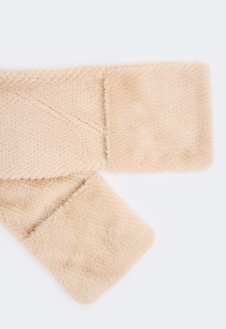 Choice Faux Fur Hooded Scarf Beige