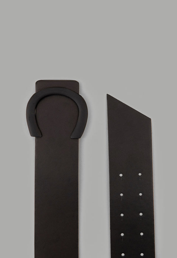 Choice Wide Solid Horseshoe Belt Black