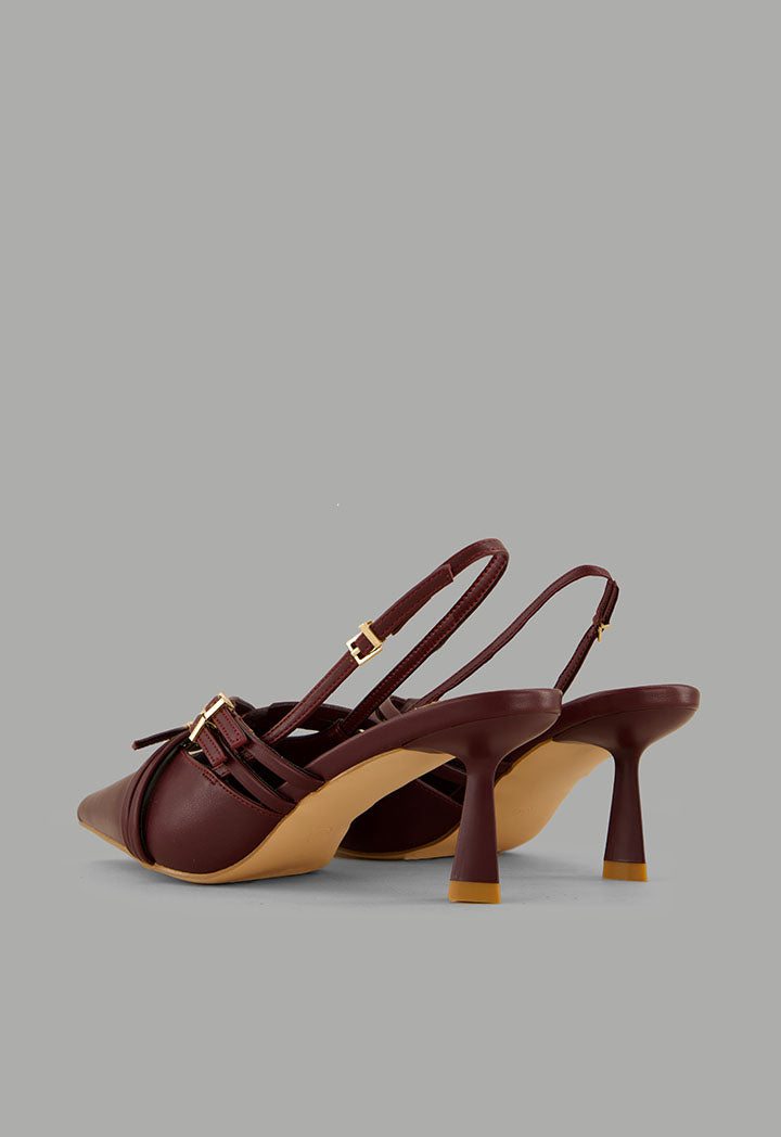 Choice Matte Strap Sling Back Heels Maroon