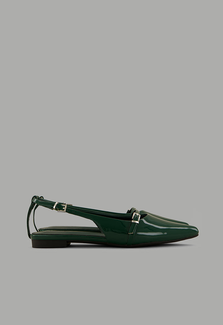 Choice Glossy Strap Sling Back Flats Green