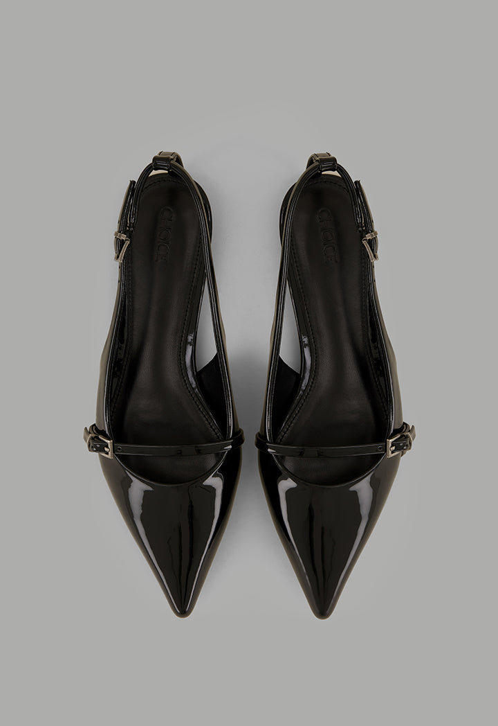 Choice Glossy Strap Sling Back Flats Black