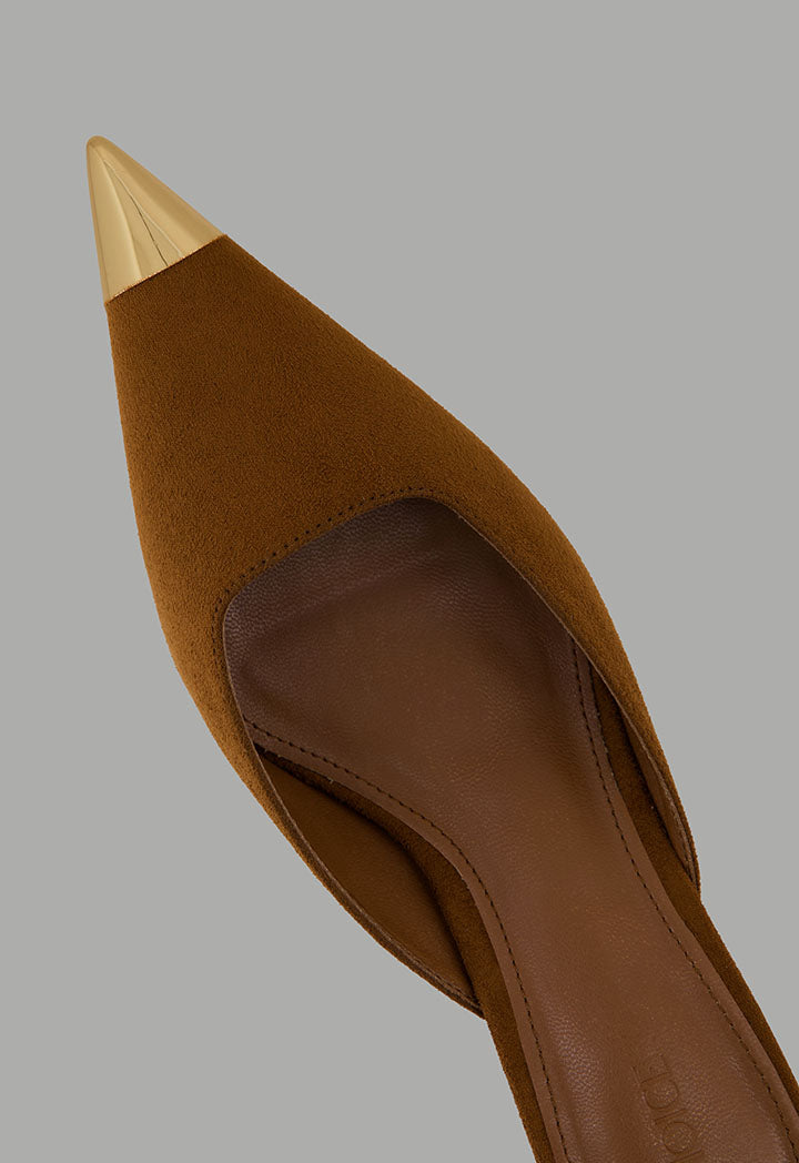 Choice Metallic Suede Heeled Mules Brown
