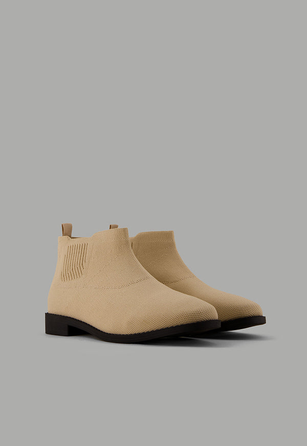 Choice Lace Less Flat Boots Beige