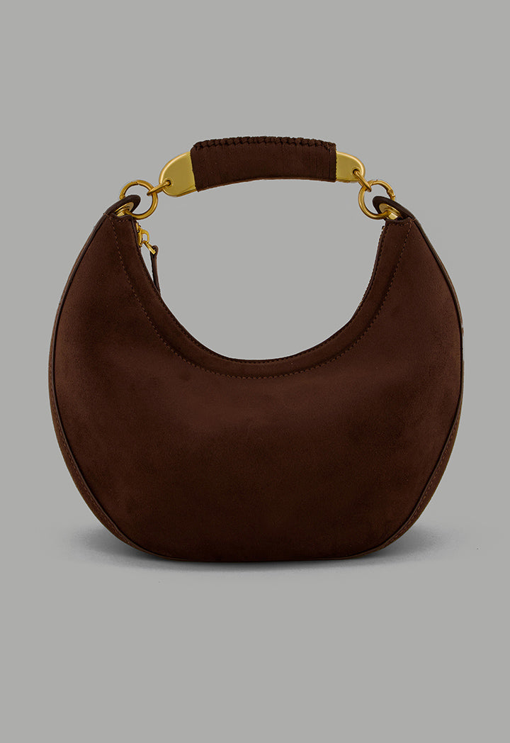 Choice Metallic Detailed Suede Handbag Brown