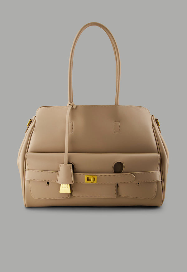 Choice Shoulder Handles Tote Bag Beige