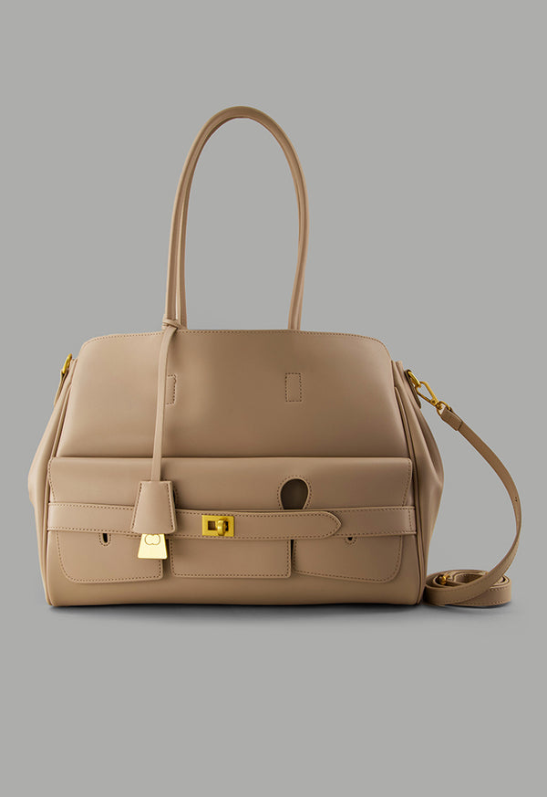 Choice Shoulder Handles Tote Bag Beige