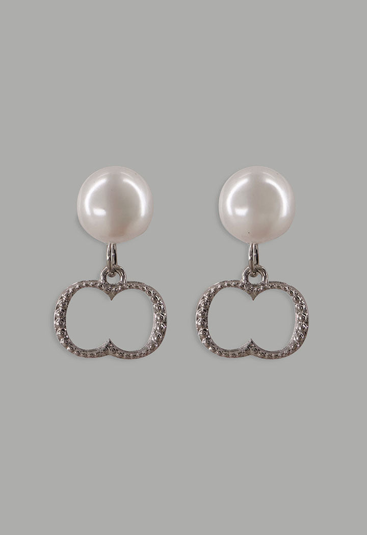 Choice Faux Pearls Monogram Earrings Off White