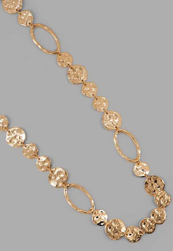 Choice Long Hammered Necklace Gold