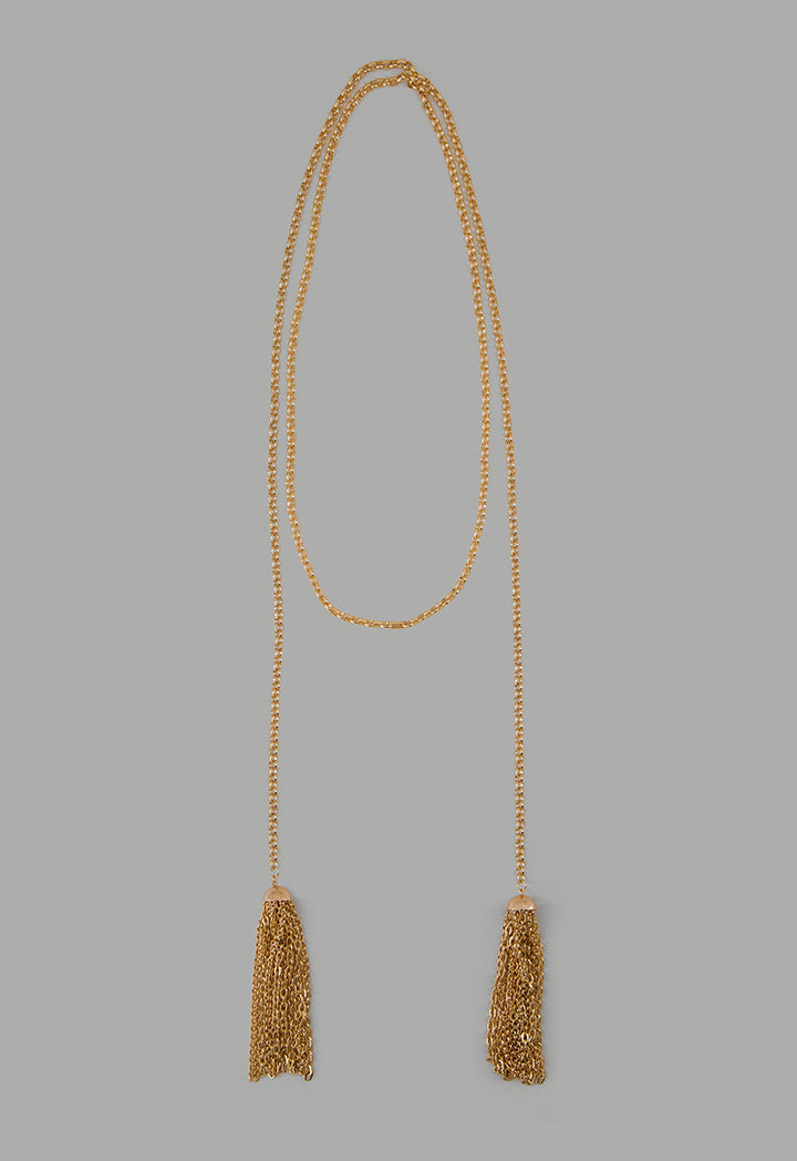 Choice Wrap Chain Tassel Necklace Gold