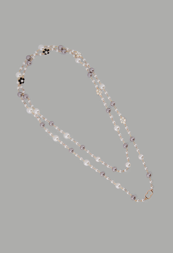 Choice Floral Faux Pearls Necklace Multi Color